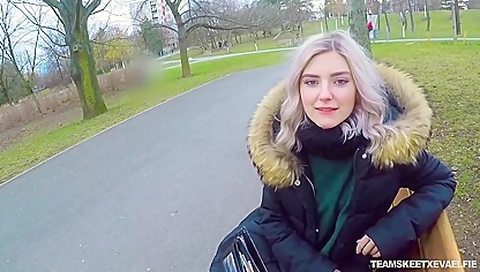 Cutie Eva Elfie Gives A Blowjob In The Park