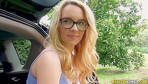 Blondie In Glasses Pays For The Ride With Her Pussy With Haley Mae And Bambino