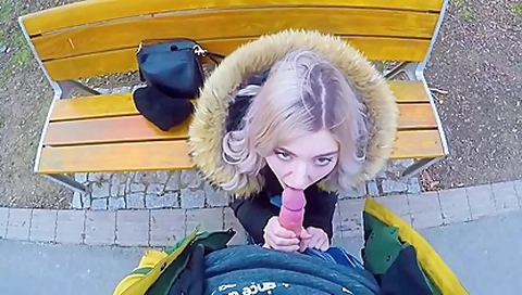 Eva Elfie In Cute teen 18+ Swallows Cum For Cash - Public Blowjob In The Park By