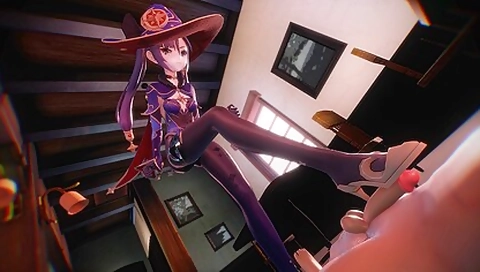 Genshin Impact - Mona Standing Footjob