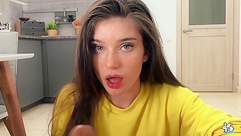 Pretty Brunette Sucks Lovers Cock In Pov - Stefany Kyler