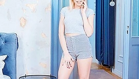 Blonde Playing On The Bed - Rebeka Black