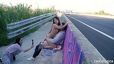 Crazy Public Sex On A Highway With Hot teen 18+