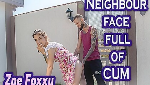 Helping My Neighbour With A Face Full Of Cum - Cute Babe Outdoor 3d Porn - Zoe Foxxy
